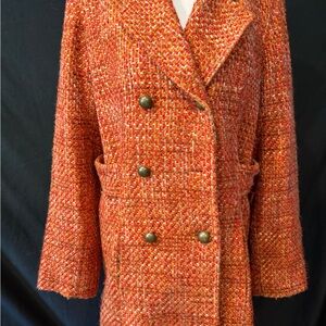 Nicole Miller Vibrant Orange Pea Coat